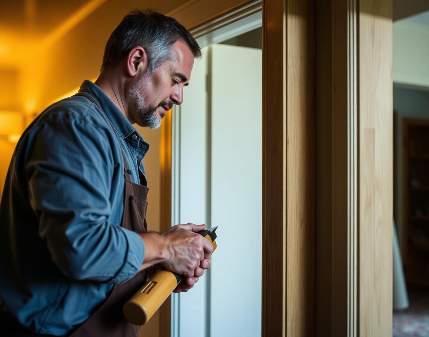 Apex Craft Co craftsman installing fine wood trim in a Raleigh home