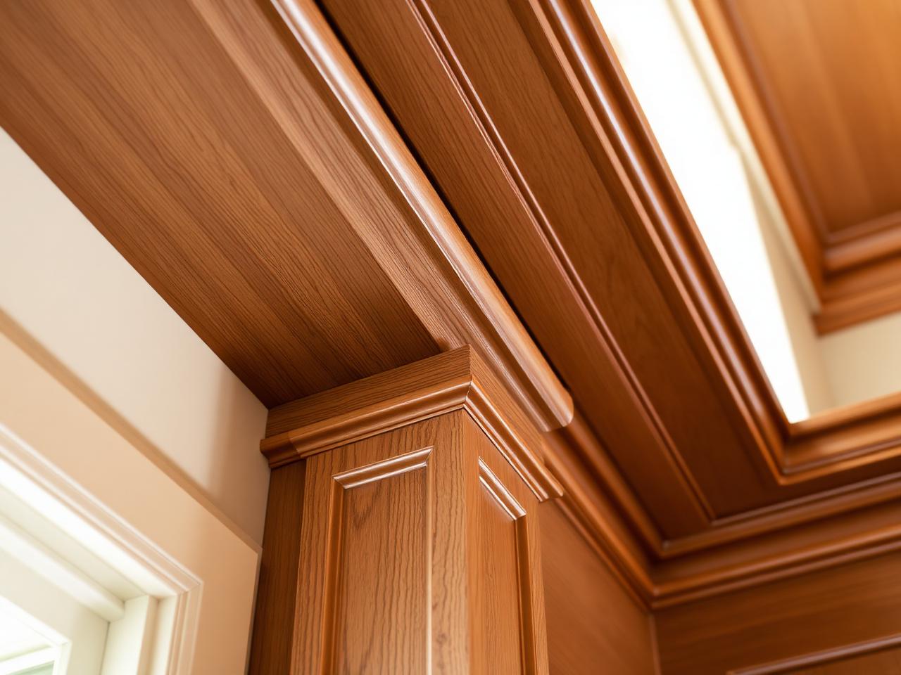 Detail of fine wood crown molding and trim — Raleigh finish carpentry